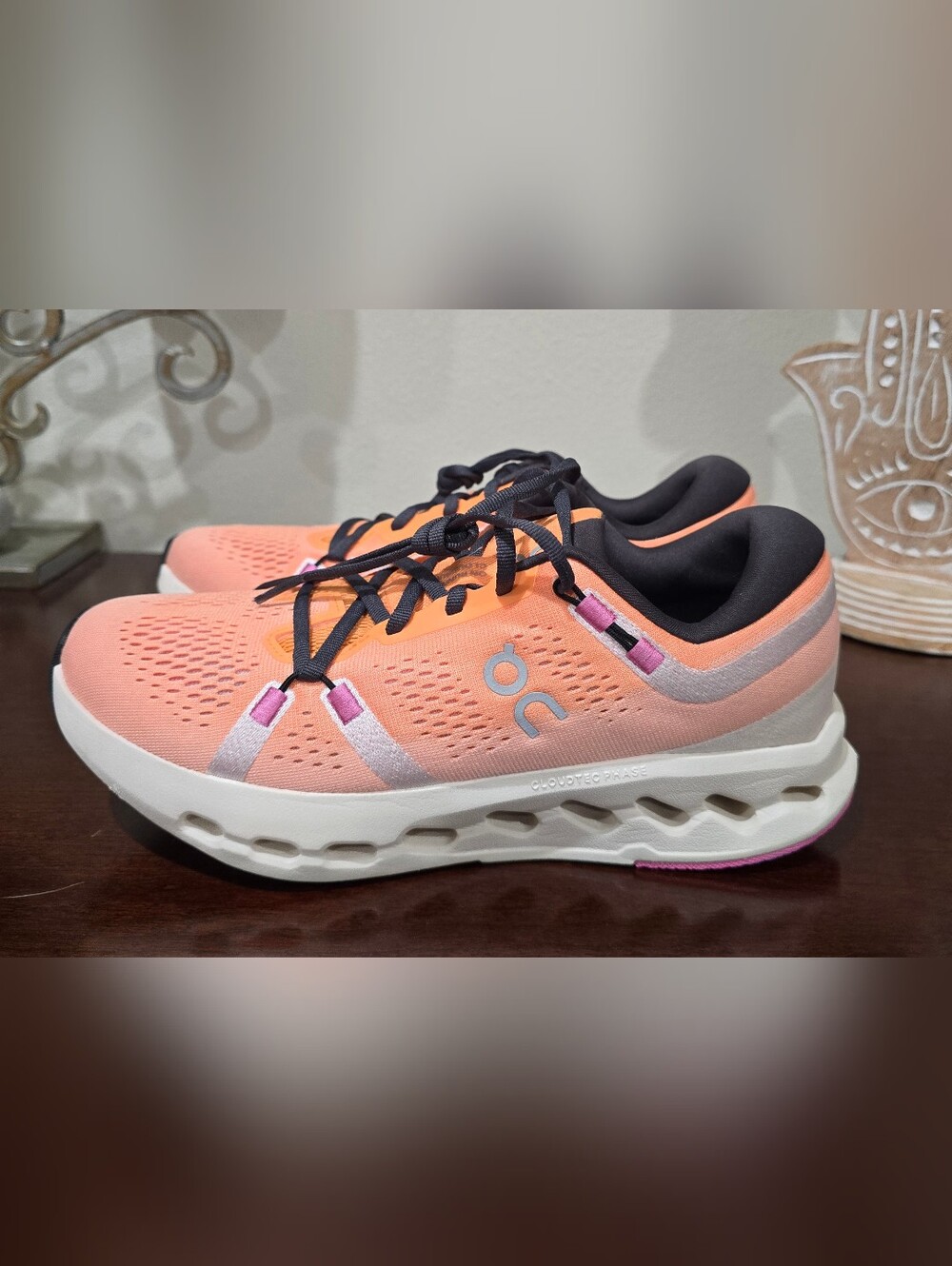 On Running Women's Coral-Peach Athletic Shoes with Black Trim